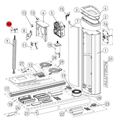 ALUTECH BV-5.14-AL: Шарнир в комплекте для шлагбаума BV-5 фотография